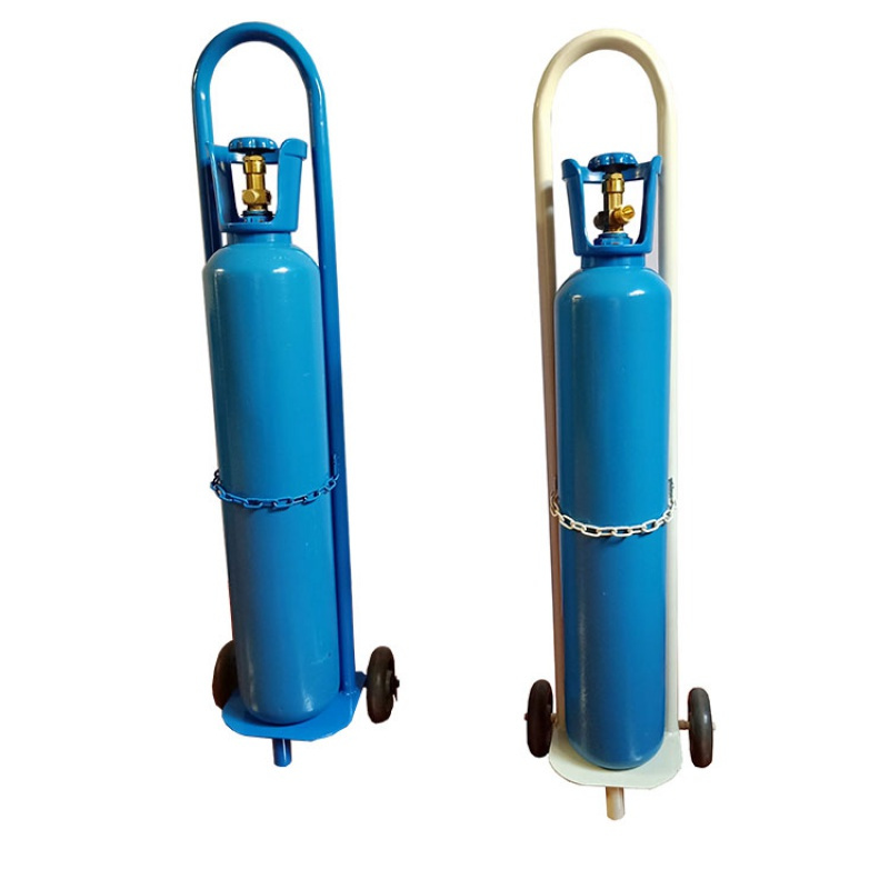 气瓶推车8L10L15L钢瓶阿斯卡利小推车搬运车工业氧气乙炔瓶手推车小拖车 乙炔单瓶四轮蓝色