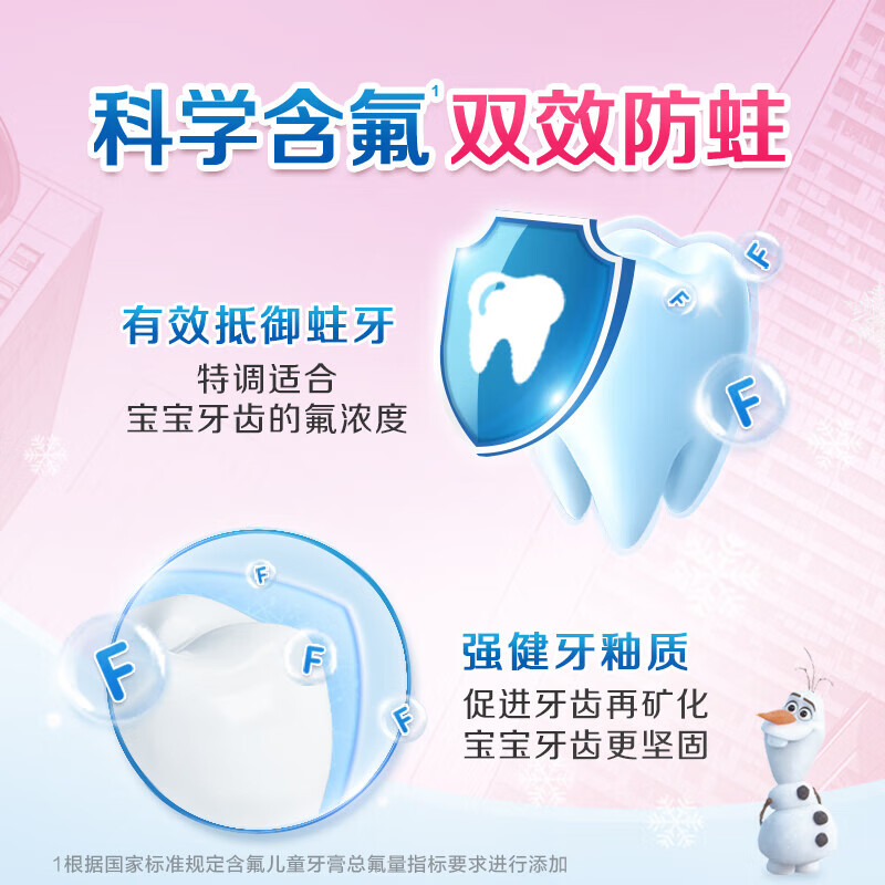 洁士双效防蛀2-3-6-12岁儿童牙膏冰雪奇缘款40g*3高清大图