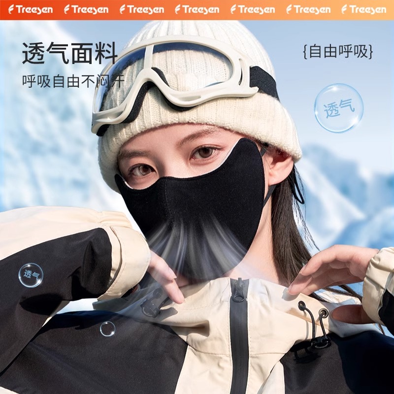 澳绒保暖口罩秋冬女高颜值东北骑行滑雪防寒风透气防晒面罩男高清大图