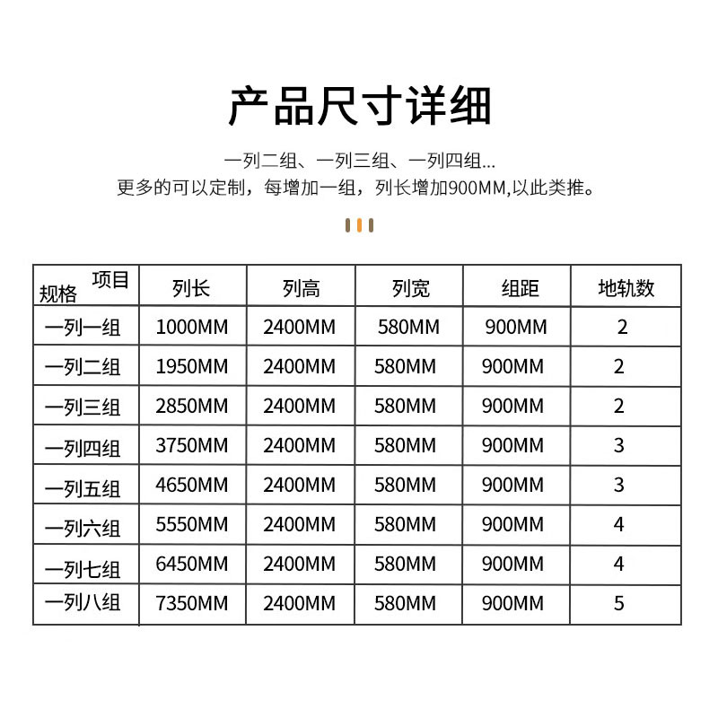 汇云星(HuiYunXing )电动式密集架文件档食案资料柜 900*580*2350一列4组每立方高清大图