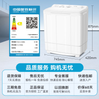 威力9kg公斤半自动洗衣机 家用双缸 洗脱分离 旋钮控制 双桶大容量 XPB90-9082S (欧洲白)