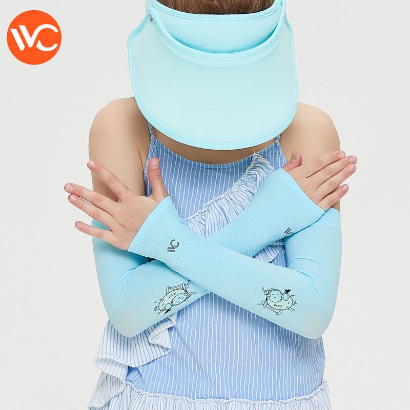 韩国vvc 儿童冰丝袖套夏季防晒袖子防紫外线手臂套长款卡通护臂套图片