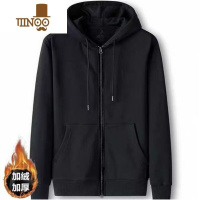 YANXU便宜耐穿加厚外套宽松大码卫衣工地干活衣服工作服男装耐磨 XL110-125斤 黑色加绒款