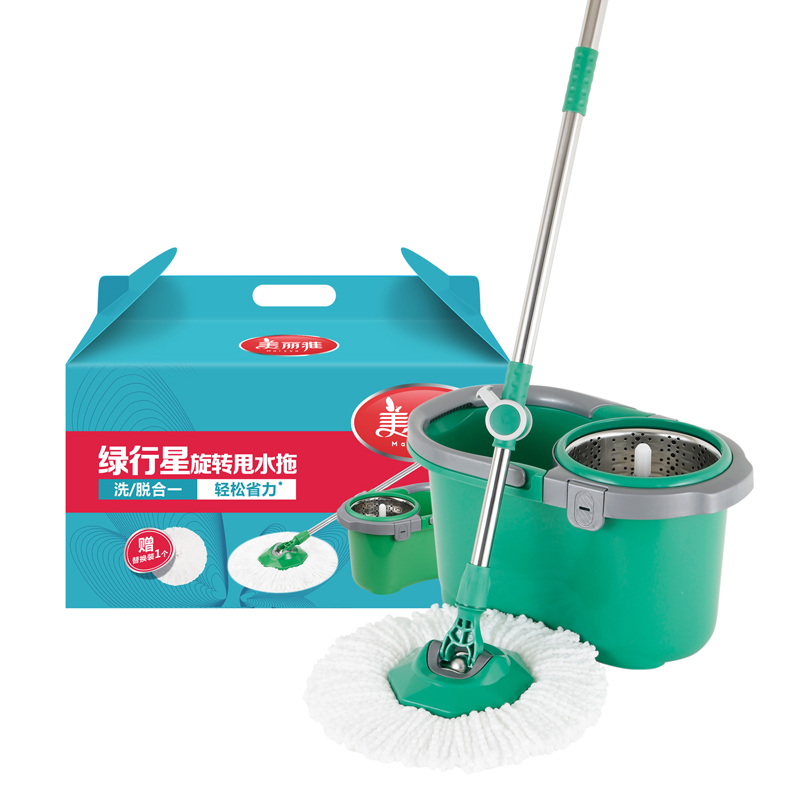 美丽雅旋转拖把不锈钢材质超细纤维拖把头国产高效清洁家用必备高清大图