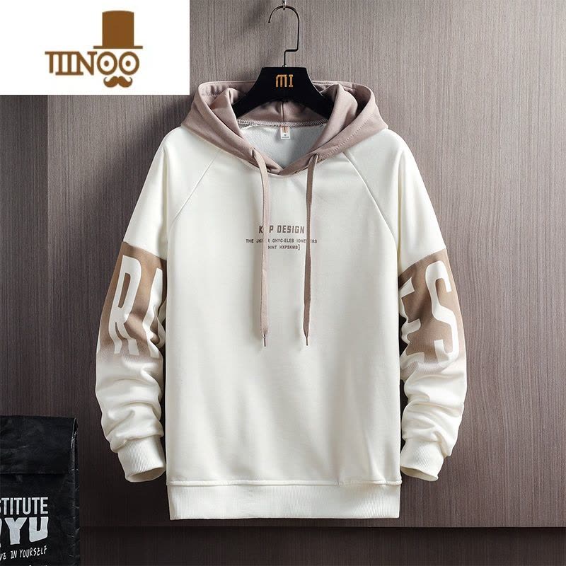 YANXU男士加绒加厚连帽卫衣2023秋季新款中山潮牌款宽松上衣服外套图片