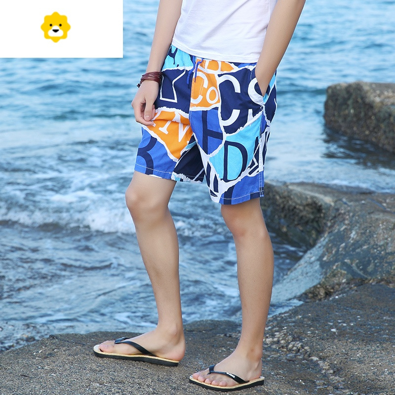 fishbasket男士沙滩裤男宽松大裤衩大裤头外穿休闲五分裤子男花短裤潮