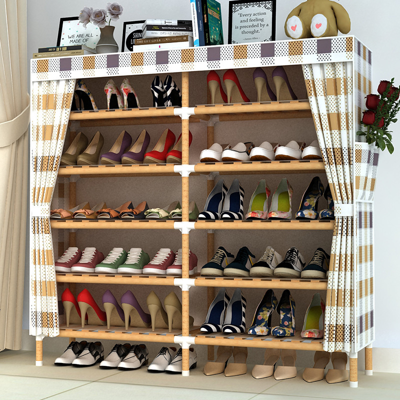家用多层鞋架简易实木质防尘组装经济型鞋柜省空间口宿舍鞋架子