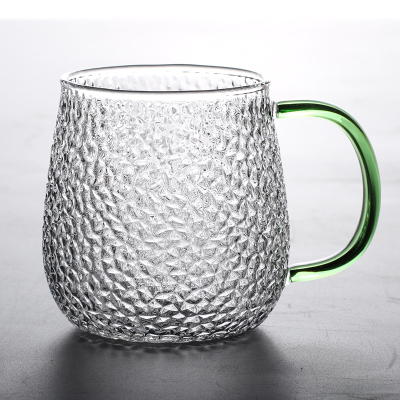 朴原良品 耐热玻璃杯锤纹茶杯水杯高硼硅玻璃杯子办公杯家用380ml 锤