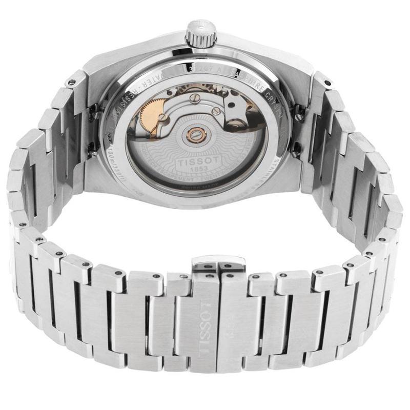 天梭tissot女士prxpowermatic80时尚百搭不锈钢黑色表盘机械手表t