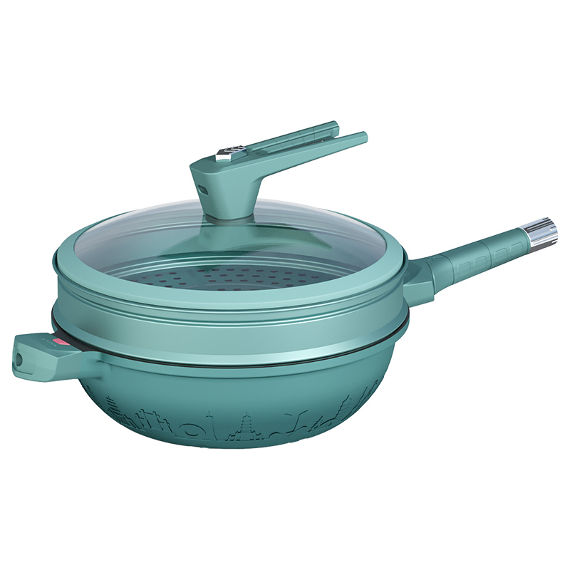 帝伯朗城际系列 八合一浮雕多用锅32cm 维多娜绿DBL-CJG05