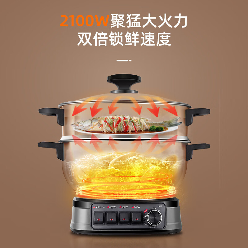 荣事达(Royalstar)RDG-ZH34GB6D一体不锈钢多功能锅(单笼)6.5L高清大图