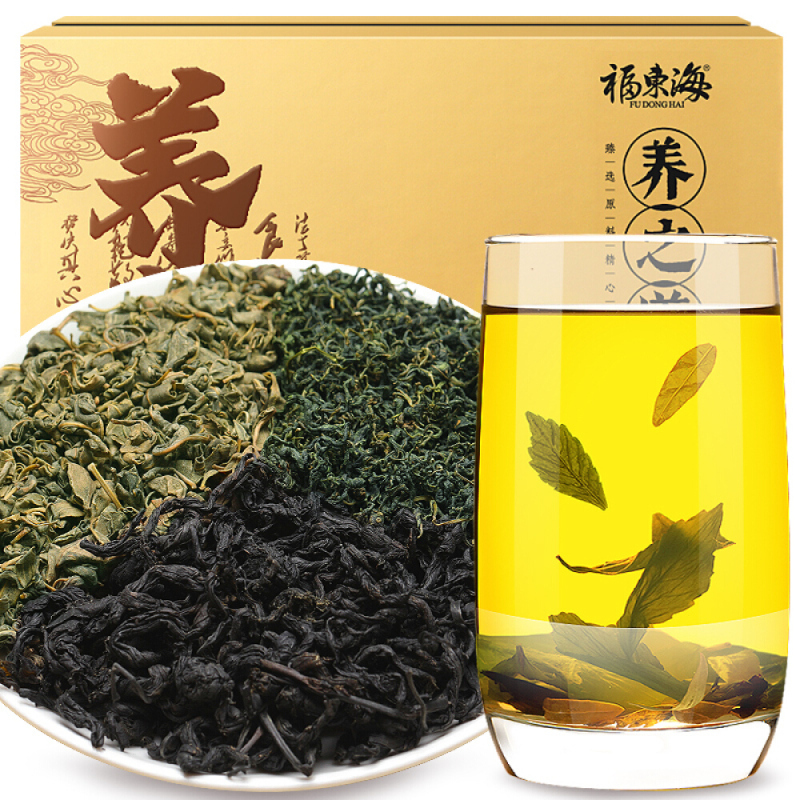 福东海 养生礼盒 七叶绞股蓝嫩叶胶股蓝杜仲茶罗布麻茶三种组合375克 中老年压茶养生茶降茶父母山高茶(HD)