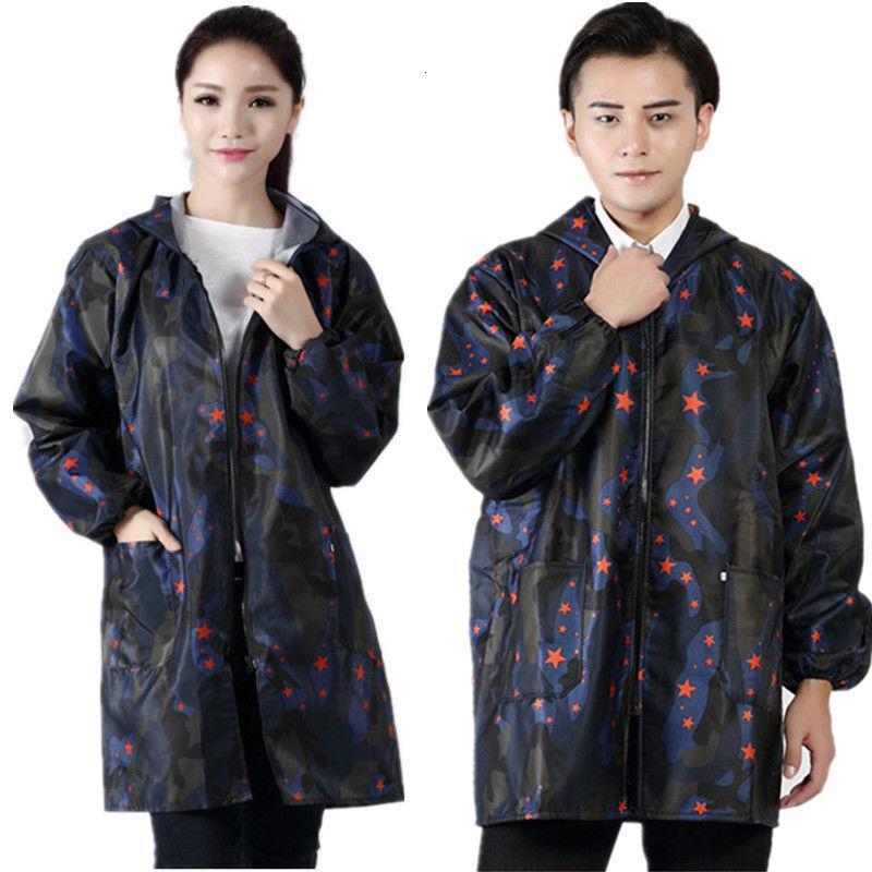 厂家直销厨房做饭防水防油围裙长袖拉链男女成人罩衣护衣工作服