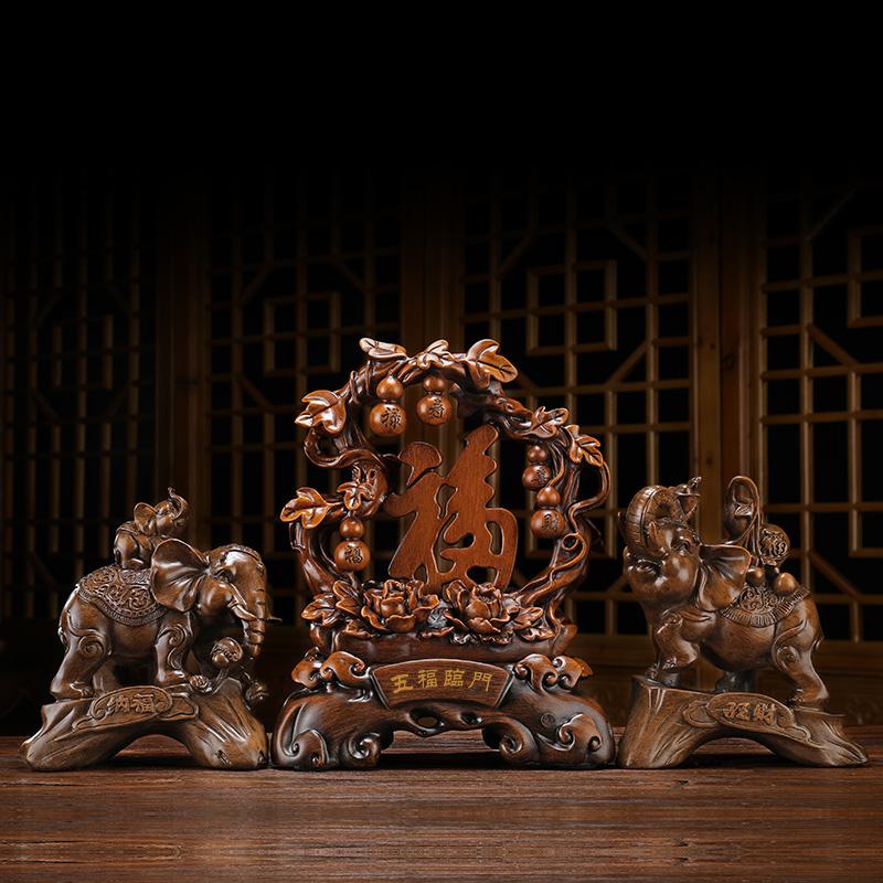 汐岩五福临葫芦中式摆件客厅电视酒柜屏风隔断博古架玄关装饰工艺品高清大图