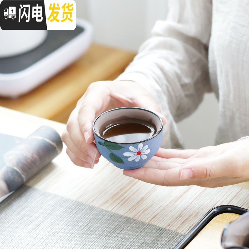 三维工匠手绘紫砂功夫旅行茶具日式功夫茶壶茶杯茶盘小套装家用简约便携包 款式二十梅花礼盒装高清大图