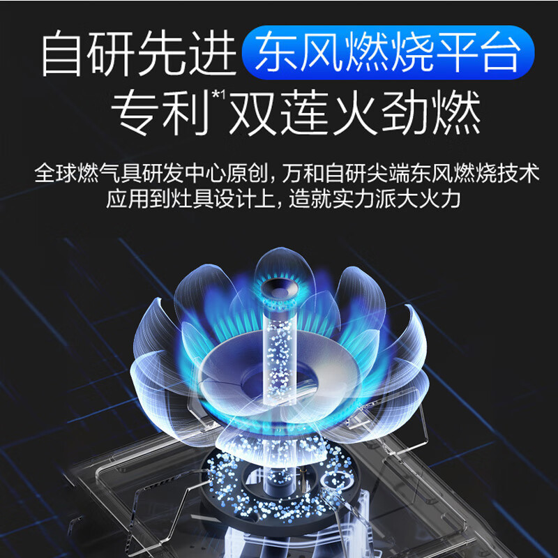 万和一级能效蓝莲花燃气灶5.2kW大火力钢化玻璃台嵌两用易清洁灶具多重安全防护JZT-B9L50高清大图