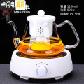 三维工匠煮茶器玻璃煮茶壶电陶炉煮茶炉蒸汽全自动蒸茶器烧茶壶蒸茶壶 圆融电陶炉(白色)+德润壶(白色)