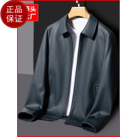 专柜大牌|品牌新款男式高品质皮夹克生态皮衣男外套|薄厚可选打底衫100纯羊毛衫套头商务羊_164 3XL/190 黑色（薄款内里）