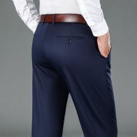 金盾(KIN DON)秋冬厚款男装长裤男裤商务休闲裤男士西裤直筒宽松黑色裤子男冬天正装休闲裤