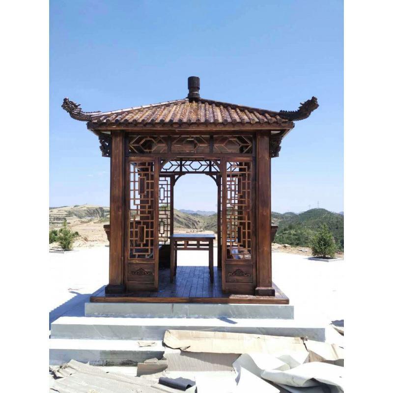 森美人户外庭院碳化木防腐木六角凉亭木屋别墅花园仿古实木亭子