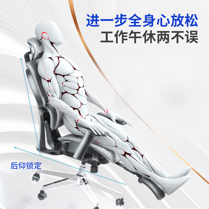 京旺润 办公椅电脑椅人体工学椅 透气网坐白框灰网高清大图