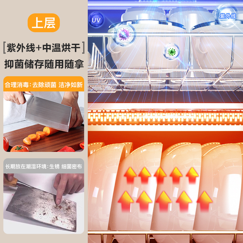 [2023新升级]华帝消毒柜家用小型立式大容量商用厨房餐具碗筷柜 133L五层[双屏独立数显]