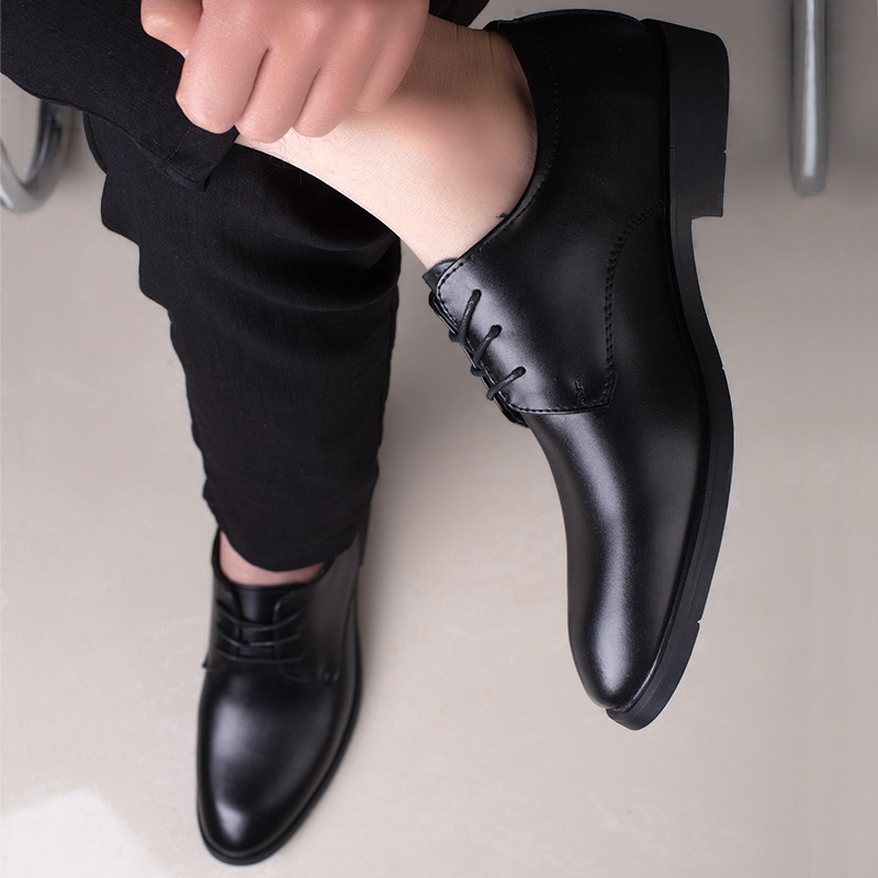 春秋新款皮鞋男士商务正装鞋休闲鞋软底耐磨工作鞋伴郎新郎结婚鞋视频