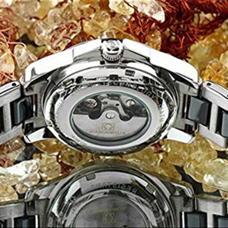 瑞士嘉年华CARNIVAL情侣手表 康卡斯商务系列防水全自动机械表 男运动3针陶瓷钢带男士女士对表 腕表 8818BL高清大图