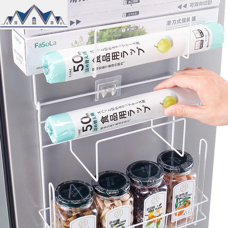 创意冰箱侧挂架厨房收纳调料置物架多功能保鲜膜挂钩架壁挂式 三维工匠高清大图
