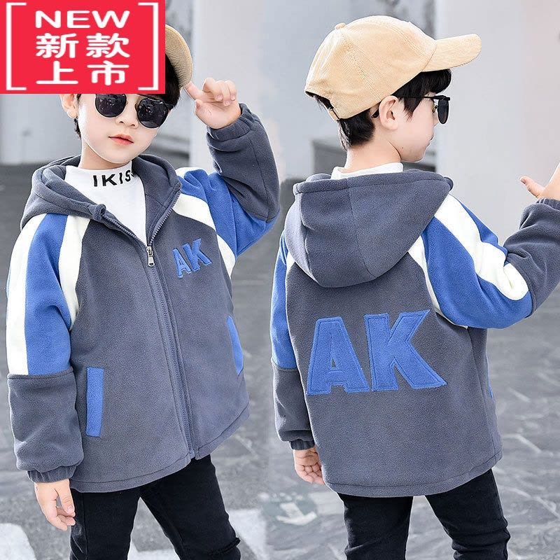 可莉允男童秋季外套夹棉儿童摇粒绒薄棉服加厚新款潮痞帅炸街颗粒绒秋冬图片