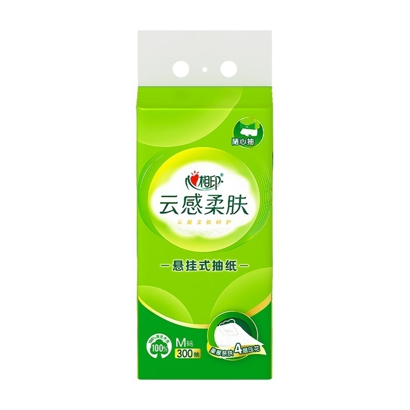 心相印云感柔肤悬挂面巾纸4层300抽YB.DT20300-1提
