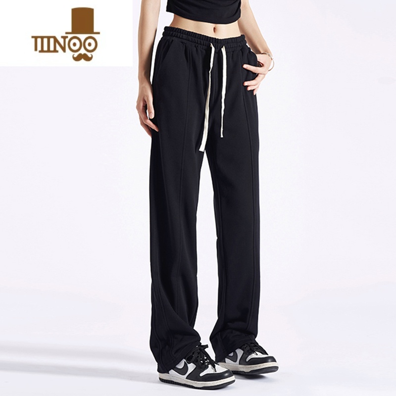 YANXU美式高街垂感宽松阔腿裤潮牌男女复古大码休闲直筒运动长裤高高清大图