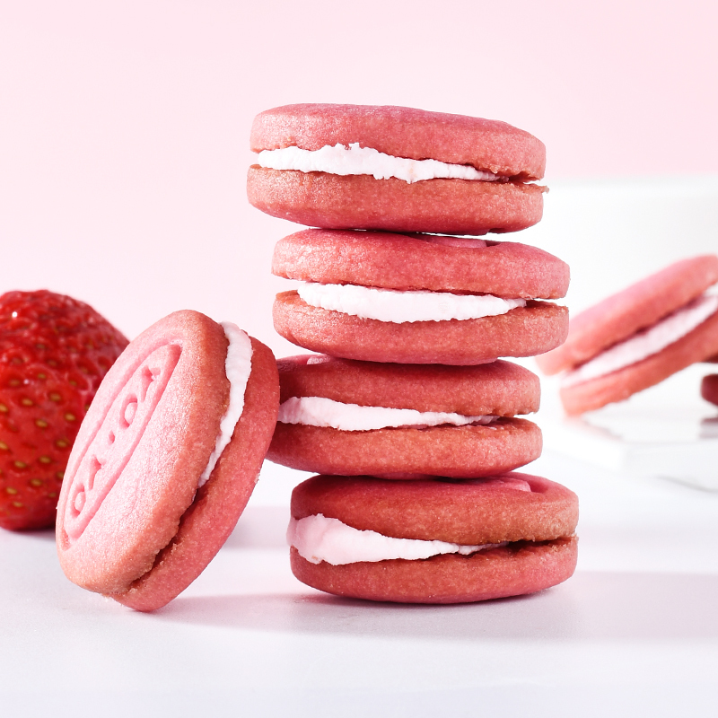 凡秀色马卡龙376g袋夹心饼干草莓奶油柠檬味袋装糕点