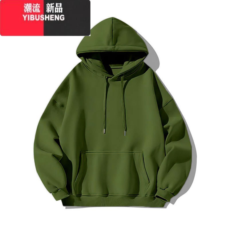yibusheng抹茶绿连帽卫衣女加绒加厚美式复古oversize潮牌季小个子