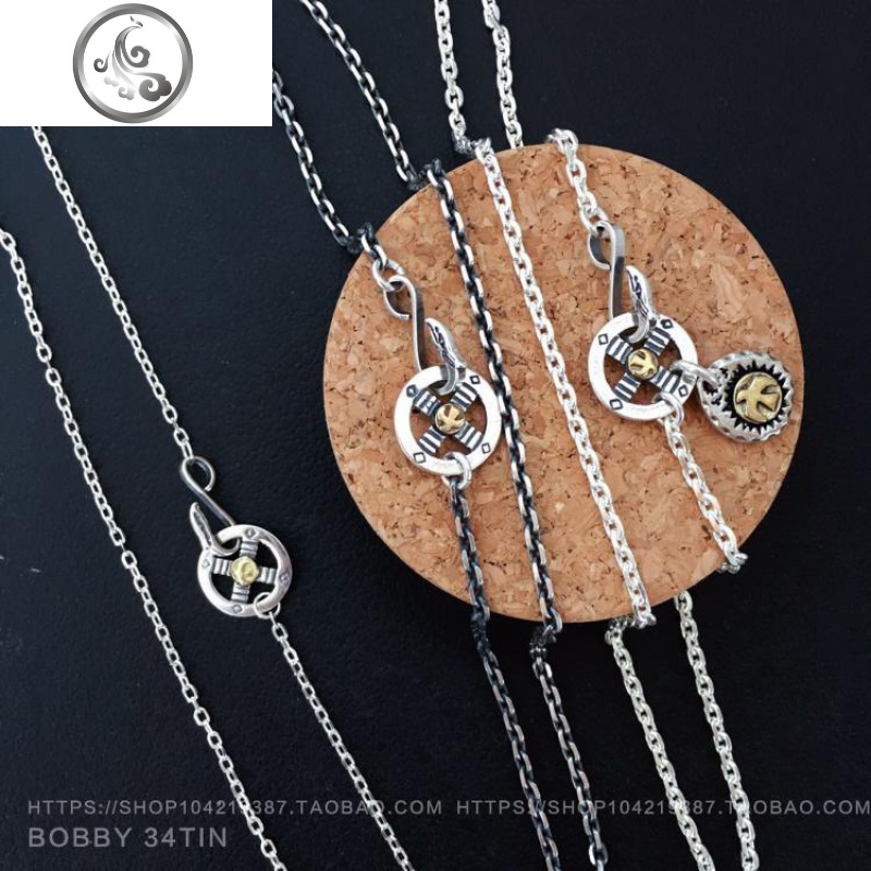 925纯银太角链高桥配链泰银做旧圆盘鹰挂钩十字链男女长项链 JiMi高清大图