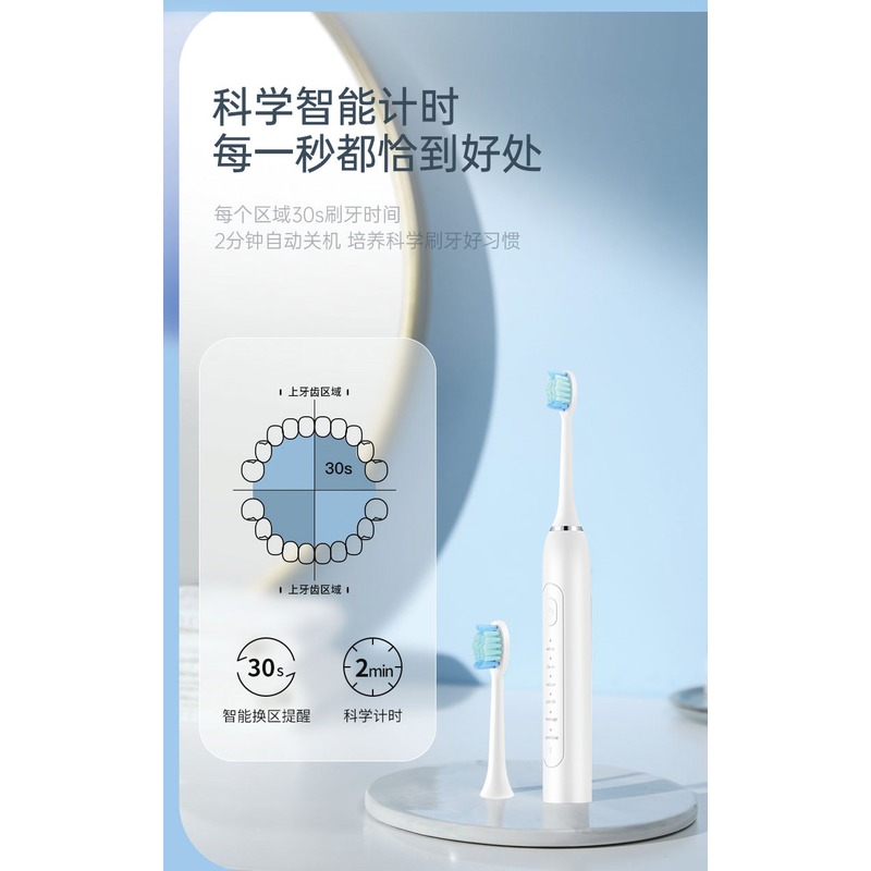 沃品 声波充电电动牙刷 ET02 瑞斯白高清大图