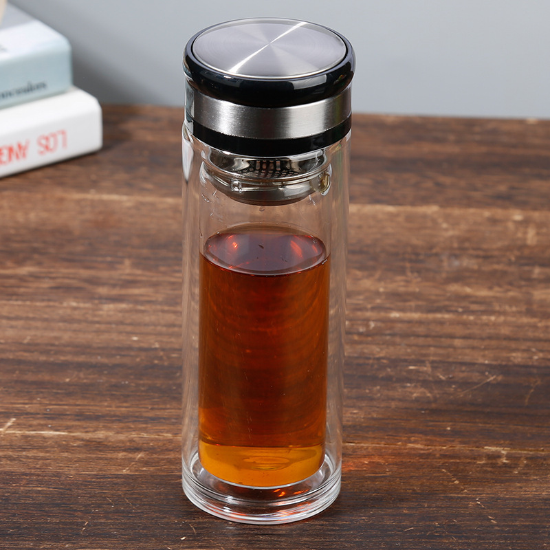 家佑水益生双层玻璃茶水分离杯