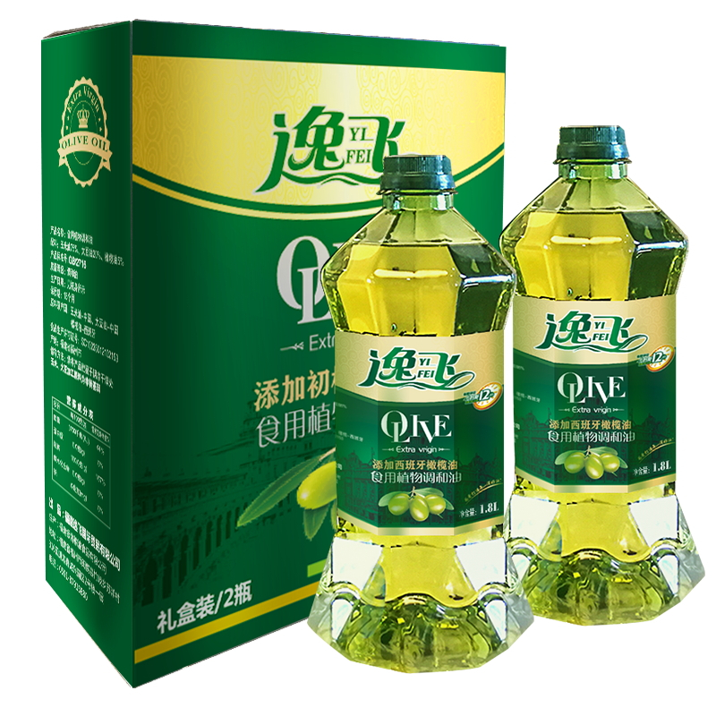逸飞 橄榄调和油礼盒1.8L*2瓶 食用油