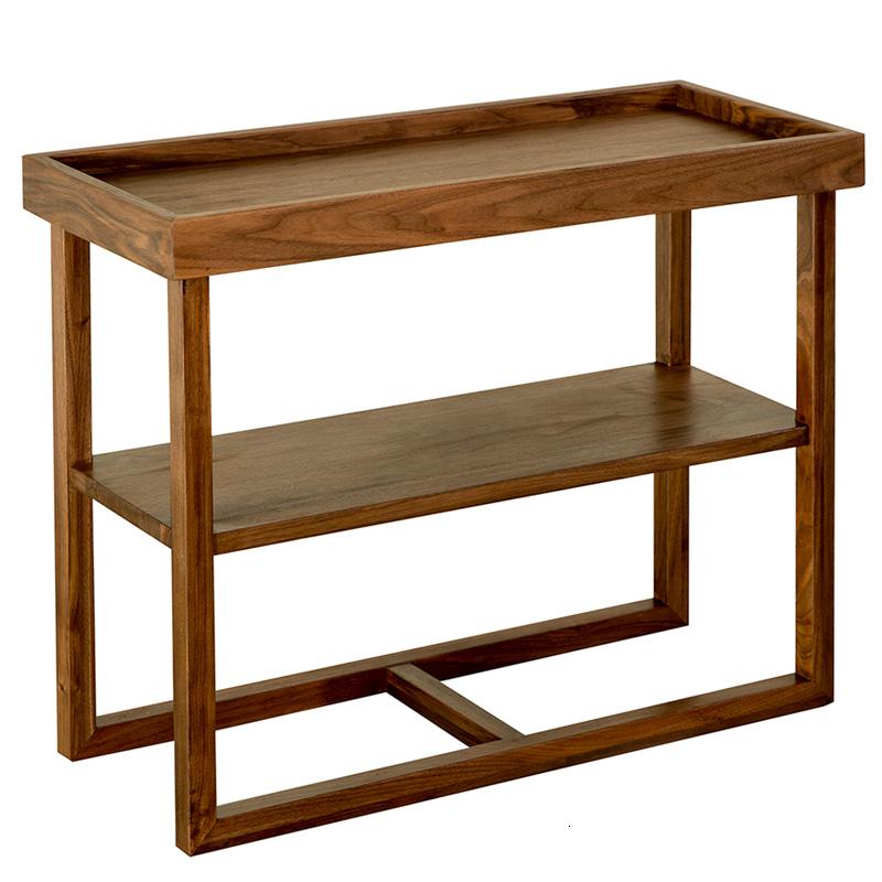 森美人尚美木作北欧现代简约纯实木黑胡桃木边几双层置物架榫卯沙发边几高清大图