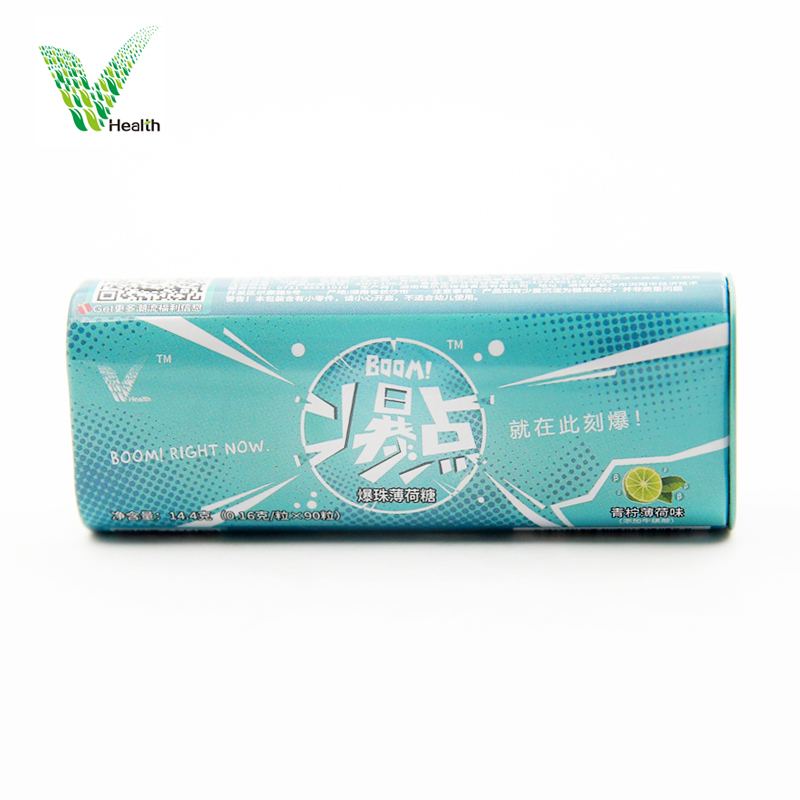 Vhealth爆点爆珠口气清新丸青柠薄荷味提神抗疲劳持久清新口香去口臭网红接吻神器90粒