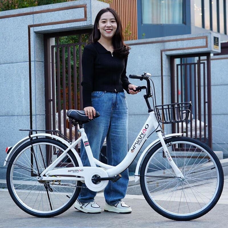 轻便男女款自行车通勤单车大学生成人20 22 24寸 象牙白标配礼包 22寸【适合身高1.35-1.6米】