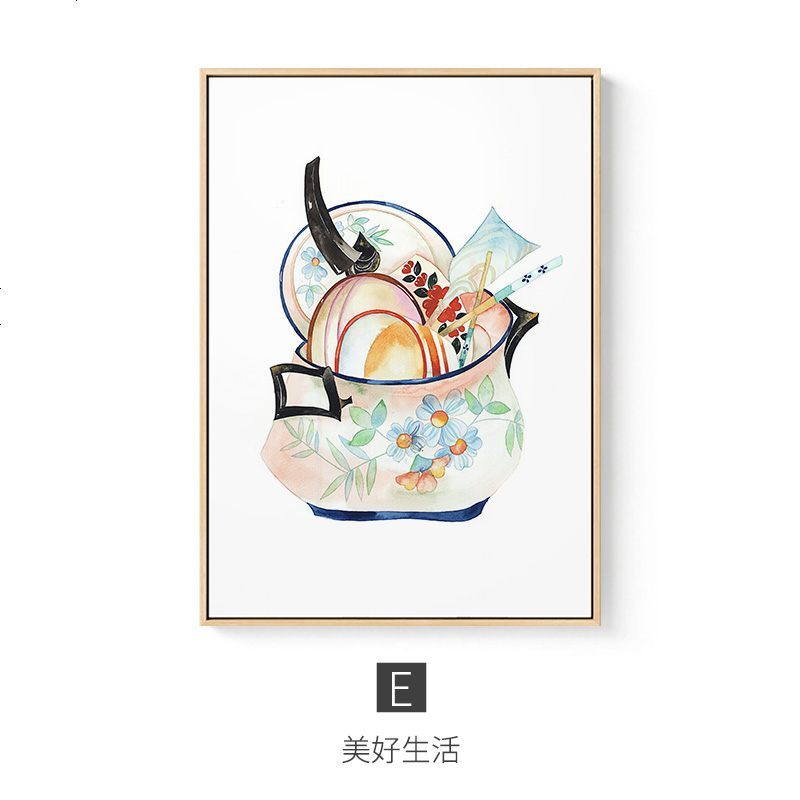 蘑菇说 好好吃饭创意餐厅装饰画风饭厅墙上墙画温馨两联约挂画