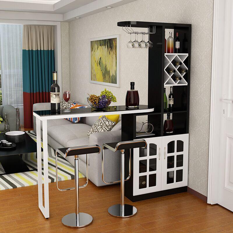 淮木吧台桌家用酒柜客厅隔断旋转吧台玄关柜简约现代简易酒柜酒架蓝色