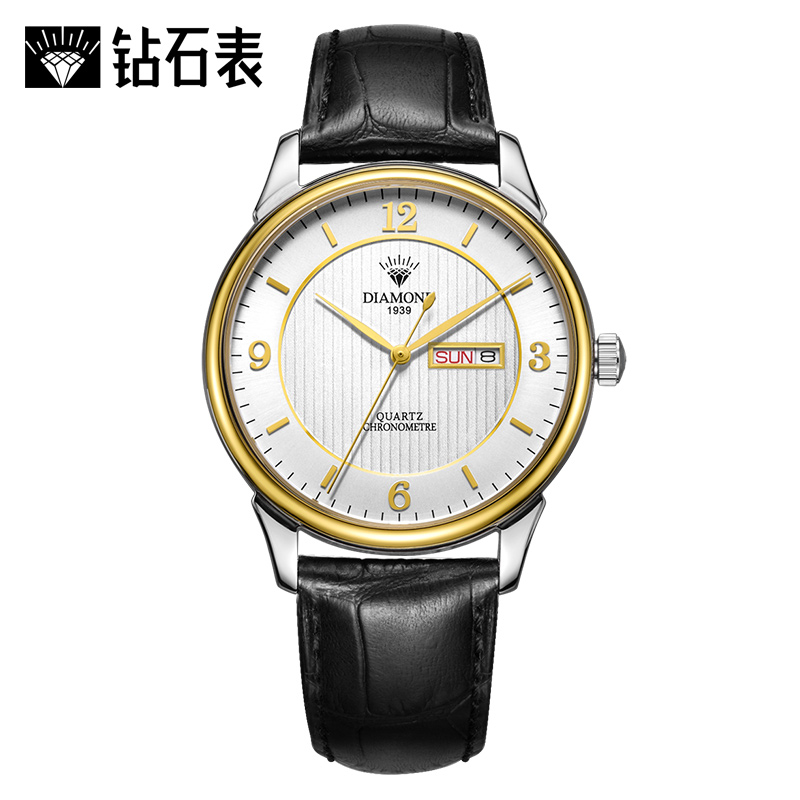 上海钻石牌(DIAMOND)手表男士石英表大表盘男表休闲防水日历星期皮带男表B1000石英表 男
