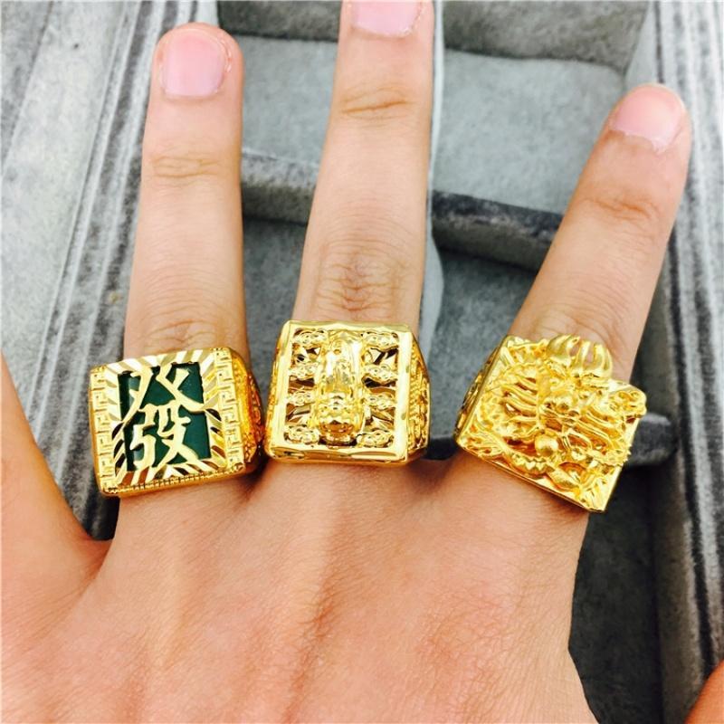金开口貔貅关公指环镀黄金龙头男士沙金戒指可节久不色送女朋友老婆生日礼物送女朋友七夕情人节礼物