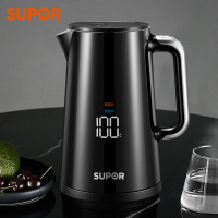 苏泊尔(SUPOR)SW-15S62A电水壶热水壶家用304不锈钢烧水壶控温双层开水壶自动断电黑色智能显温1.5升
