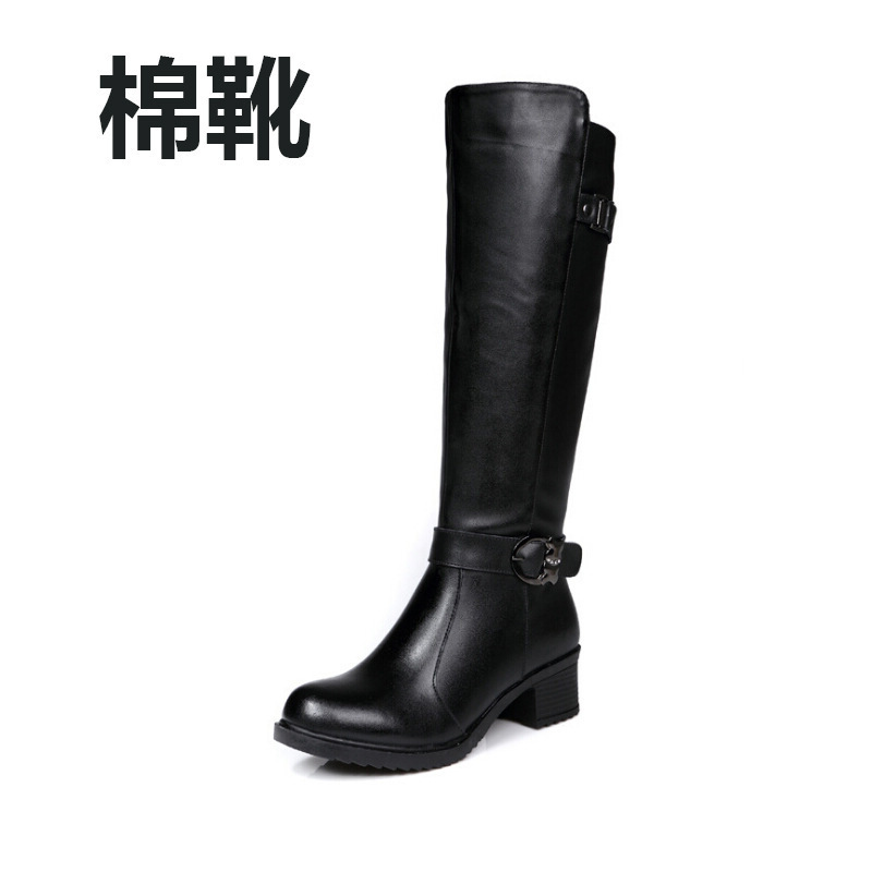 真皮骑士靴女秋冬季新款长筒厚底不过膝小个子长靴女马丁靴