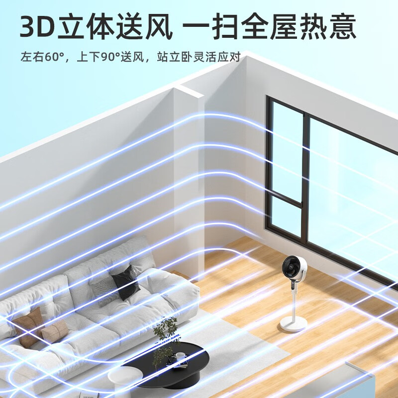 飞利浦(PHILIPS)空气循环扇落地扇家用小风扇台地两用轻音遥控低噪3D摇头扇 「升级语音控制」ACR2242CFV高清大图