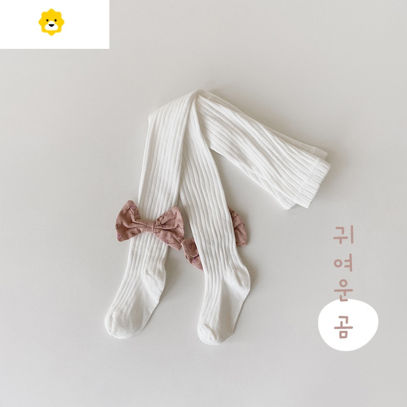 喻娄春秋季新款女童宝宝蝴蝶结连裤袜子组合装女孩透气打底袜大pp