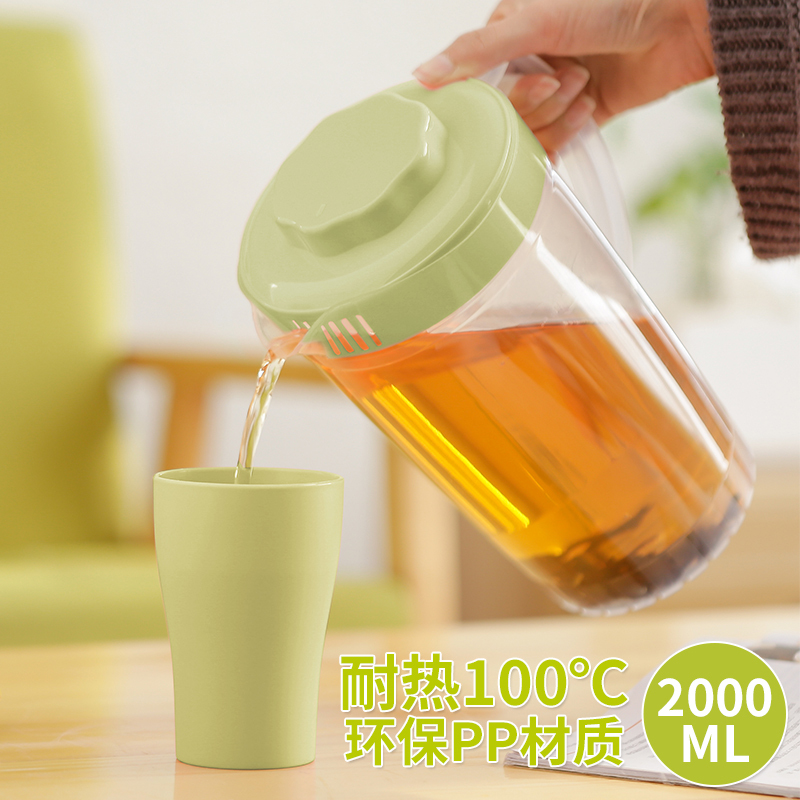 耐热塑料冷水壶凉水壶家用凉水杯透明扎壶茶壶套装果汁壶大容量2l